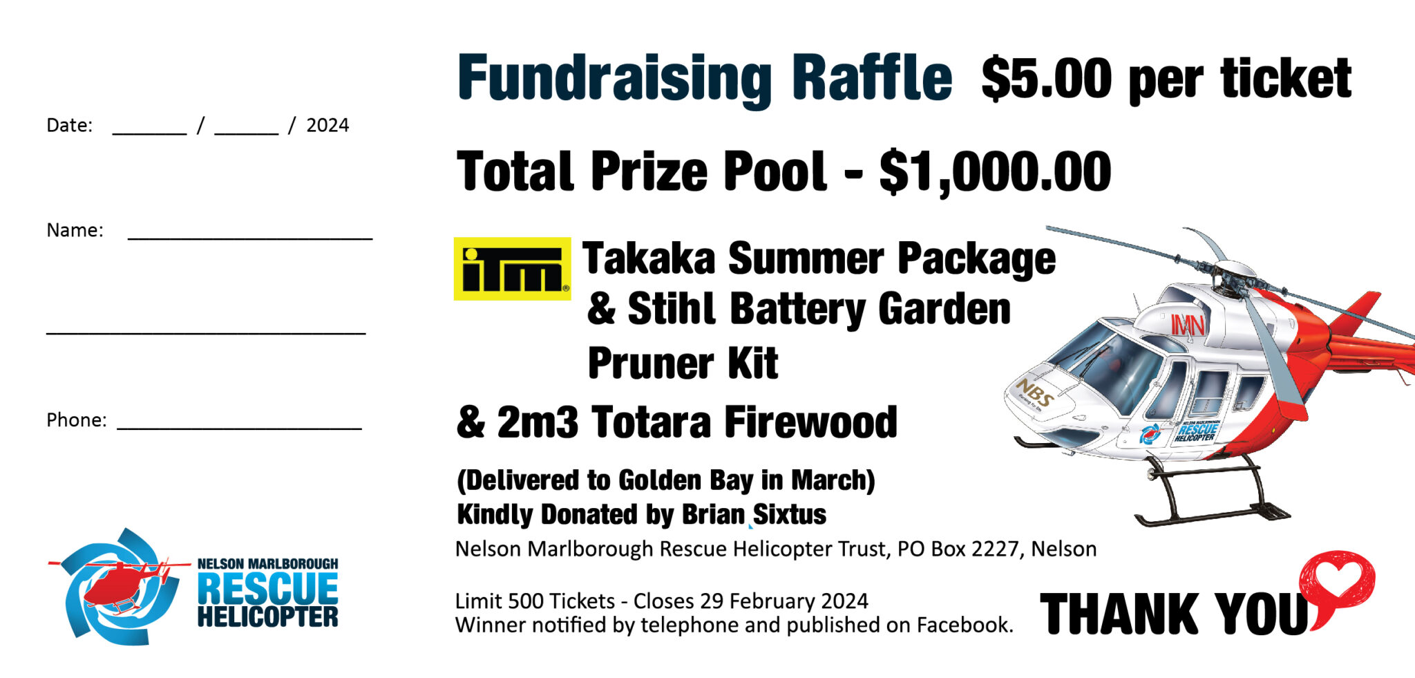 Show Rate Raffle Raffle Ticket Archives - Nelson Marlborough Rescue Helicopter Trust